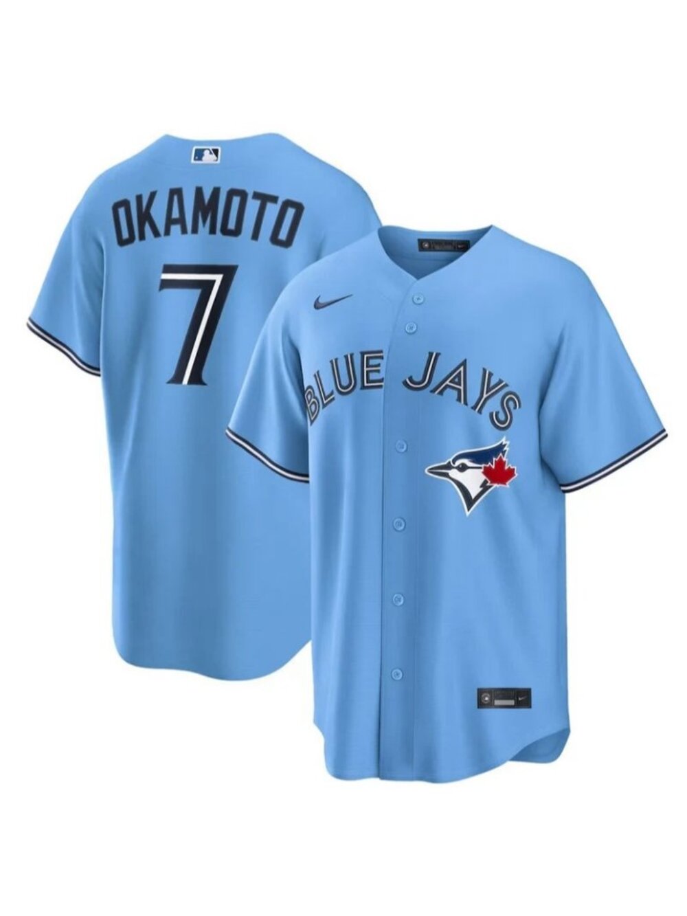 MLB Toronto Blue Jays Kazuma Okamoto #7 Sewn Jersey Large Powder Blue NWT NEW